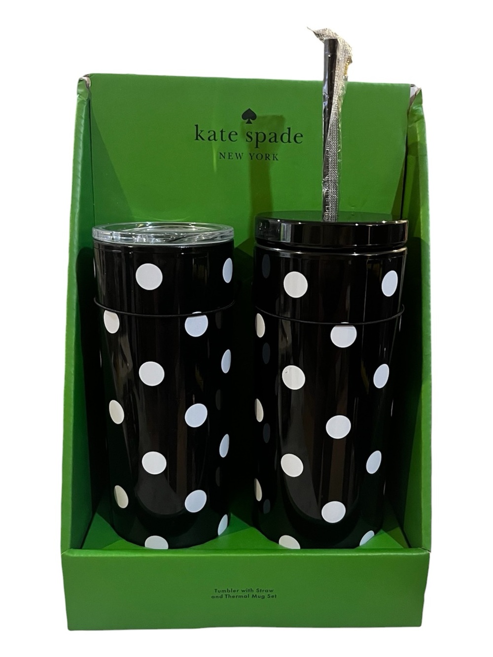 KATE SPADE Tumbler with Straw and Thermal Mug Set